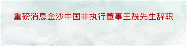 重磅消息金沙中国非执行董事王兟先生辞职